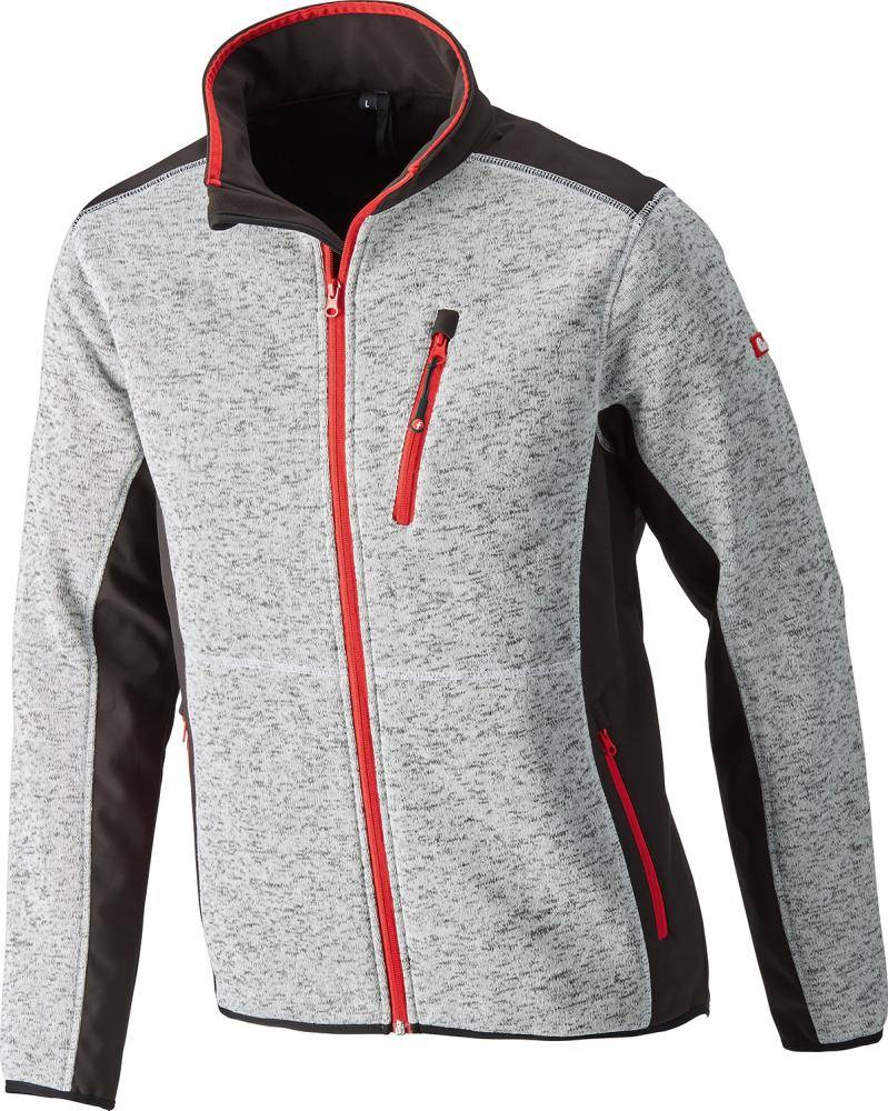 Strickjacke,Softshell,Gr.2XL,hellgrau-rot,FORTIS - Artikel: 4317784745529-0