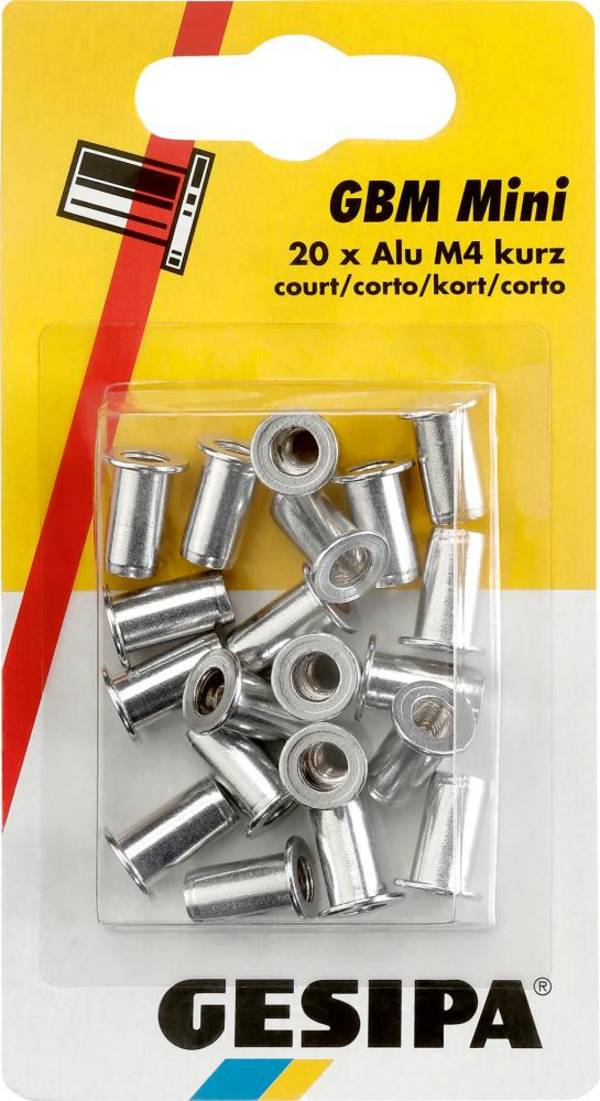 Blindnietmuttern Alu im Mini-Pack M4 kurz GESIPA - Artikel: 4007081394000
