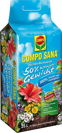 COMPO SANA Blumenerde 25 l, 50% weniger Gewicht - Artikel: 4008398122003-0
