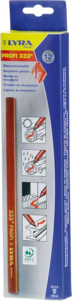 Zimmermannsbleistift oval333 rot 24cm Pak.a12 Lyra - Artikel: 4084900210123-0