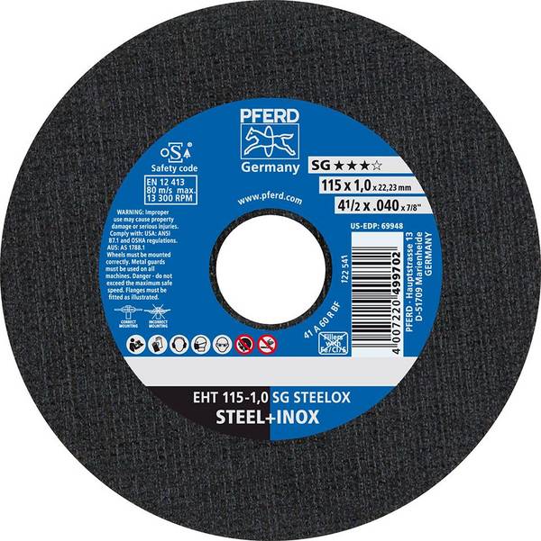 Trennscheibe gerade A60RSG-INOX 115x1mm PFERD - Artikel: 4007220499702