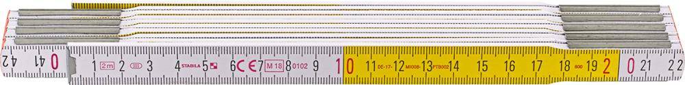Gliedermaßstab Buche 2mx16mm weiß-gelb Stabila - Artikel: 4005069011284-0