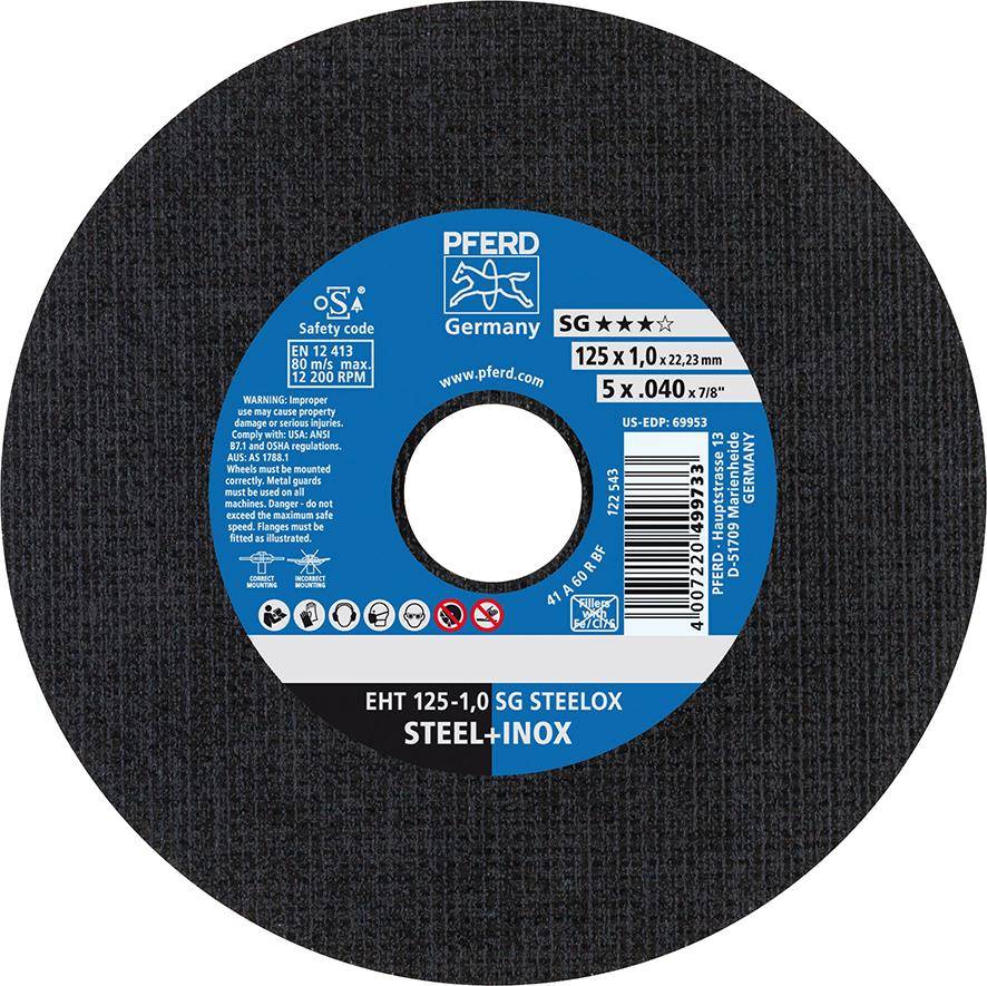 Trennscheibe gerade A60RSG-INOX 125x1mm PFERD - Artikel: 4007220499733-0