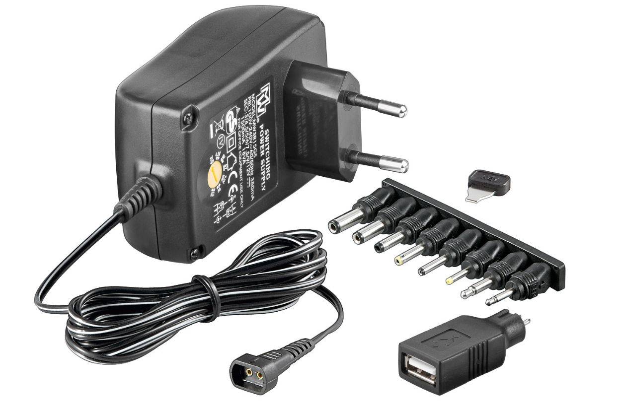 MicroConnect 3-12V Univ. Power Supply including USB + 8 DC Adapter max. 18,0 W and 1,5 A-0