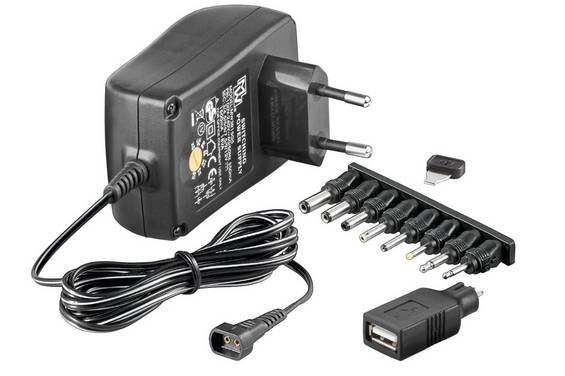 MicroConnect 3-12V Univ. Power Supply including USB + 8 DC Adapter max. 18,0 W and 1,5 A