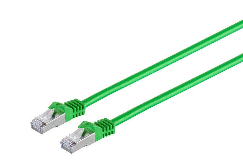 MicroConnect RJ45 patch cord S/FTP (PiMF), w. CAT 7 raw cable 0.5m Green 4x2xAWG 26, CU