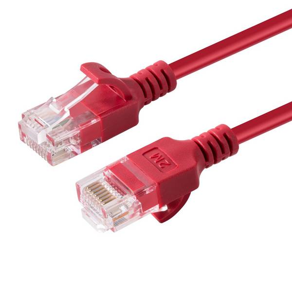 MicroConnect U/UTP CAT6A Slim 2M Red Unshielded Network Cable, LSZH 4x2xAWG 28 CU, OD : 3.6mm