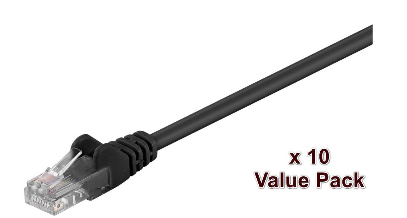 MicroConnect U/UTP CAT5e 0.5m Black 10 Pack 1 pcs. = 10 pcs. in one bag PVC, 4x2xAWG 26 CCA-0