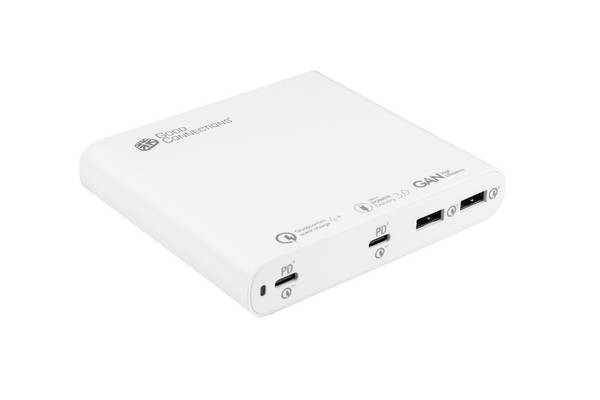 USB-Desktop-Schnellladestation 120W mit GaN-Technologie, 4-Port (2x USB-C™ und 2x USB-A)weiß, Good Connections®