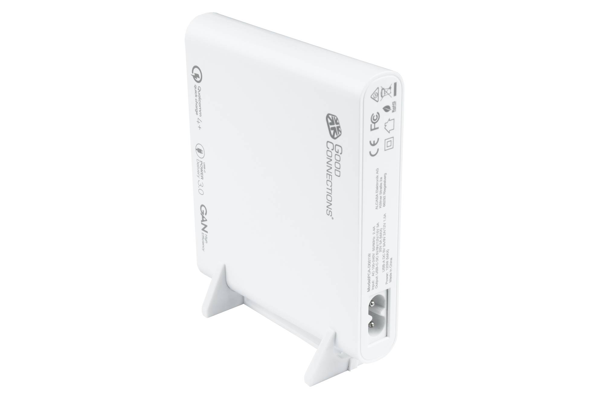 USB-Desktop-Schnellladestation 120W mit GaN-Technologie, 4-Port (2x USB-C™ und 2x USB-A)weiß, Good Connections®-3