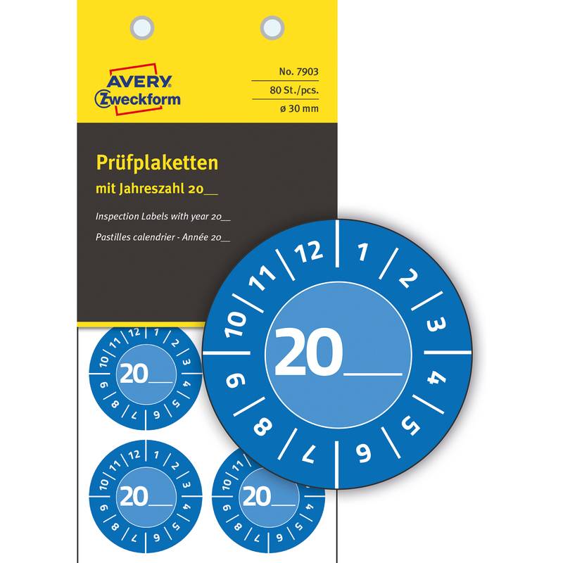 AVERY ZWECKFORM - 7903 Prüfplakette 20XX Blau O 30 mm 30 80 St.-0