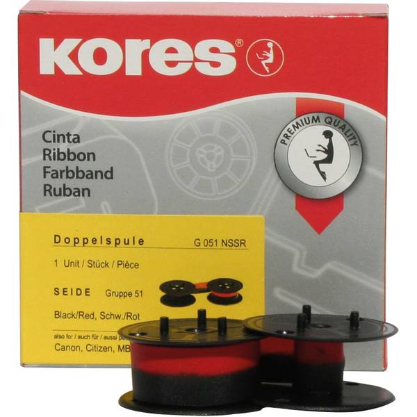 Kores Tischrechnerfarbband G051NSSR Gr.51 13mmx6m Seide schwarz/rot - Artikel: 106161192