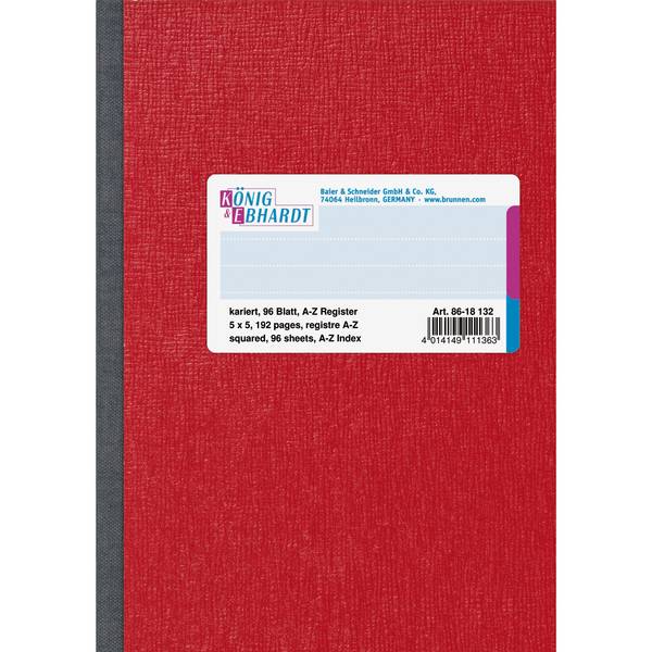 König & Ebhardt Kladde 8618132 DIN A6 kariert 96Blatt rot - Artikel: 112152202