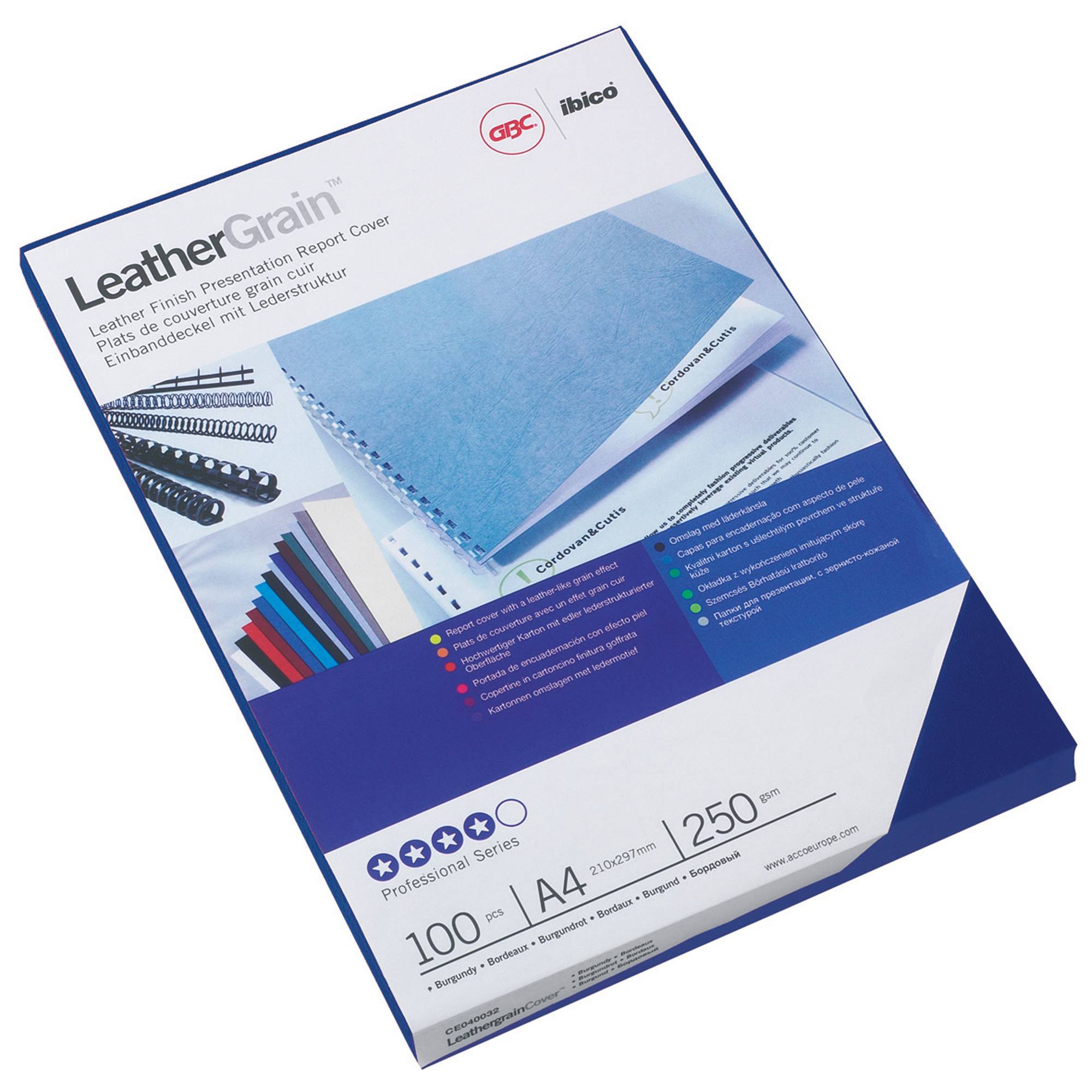 GBC Einbanddeckel LeatherGrain CE040029 DIN A4 blau 100 St./Pack. - Artikel: 125052050-2