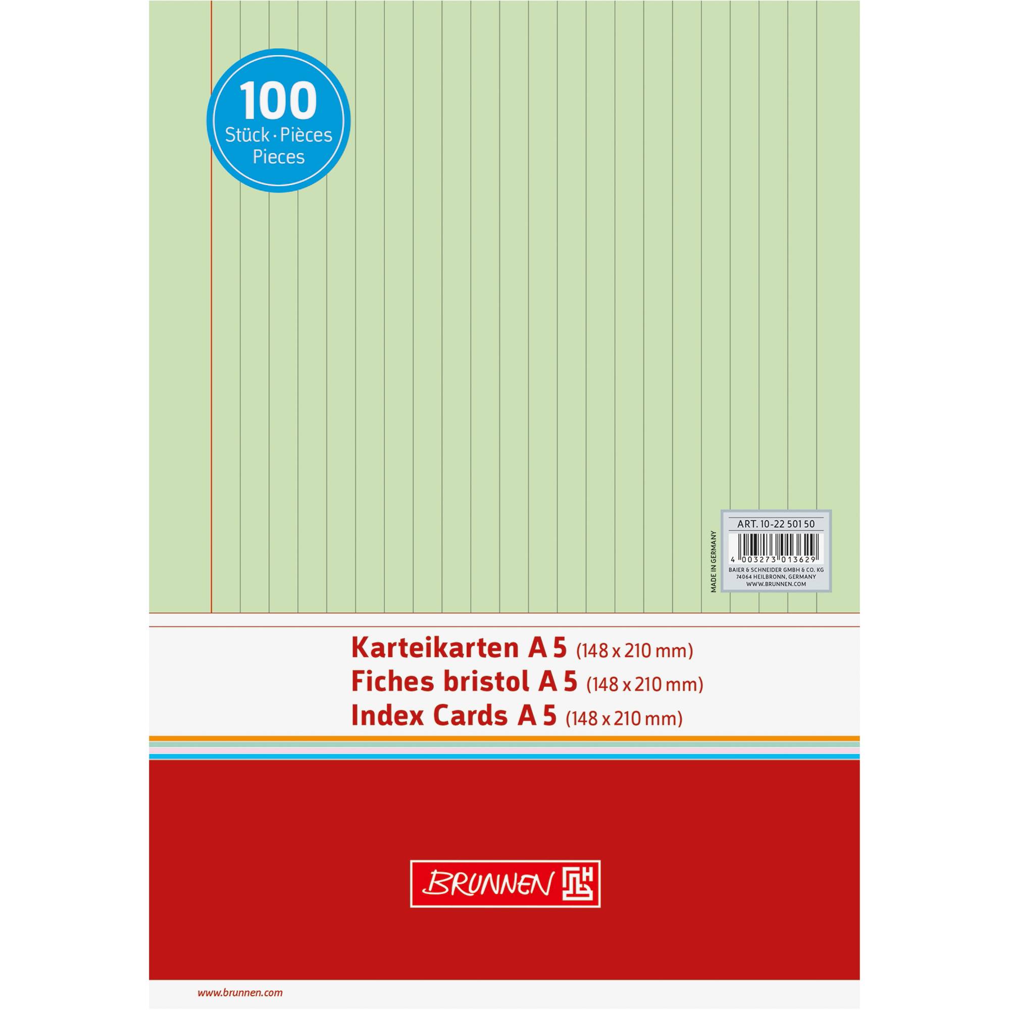 BRUNNEN Karteikarte 102250150 DIN A5 liniert gn 100 St./Pack. - Artikel: 145000360-0