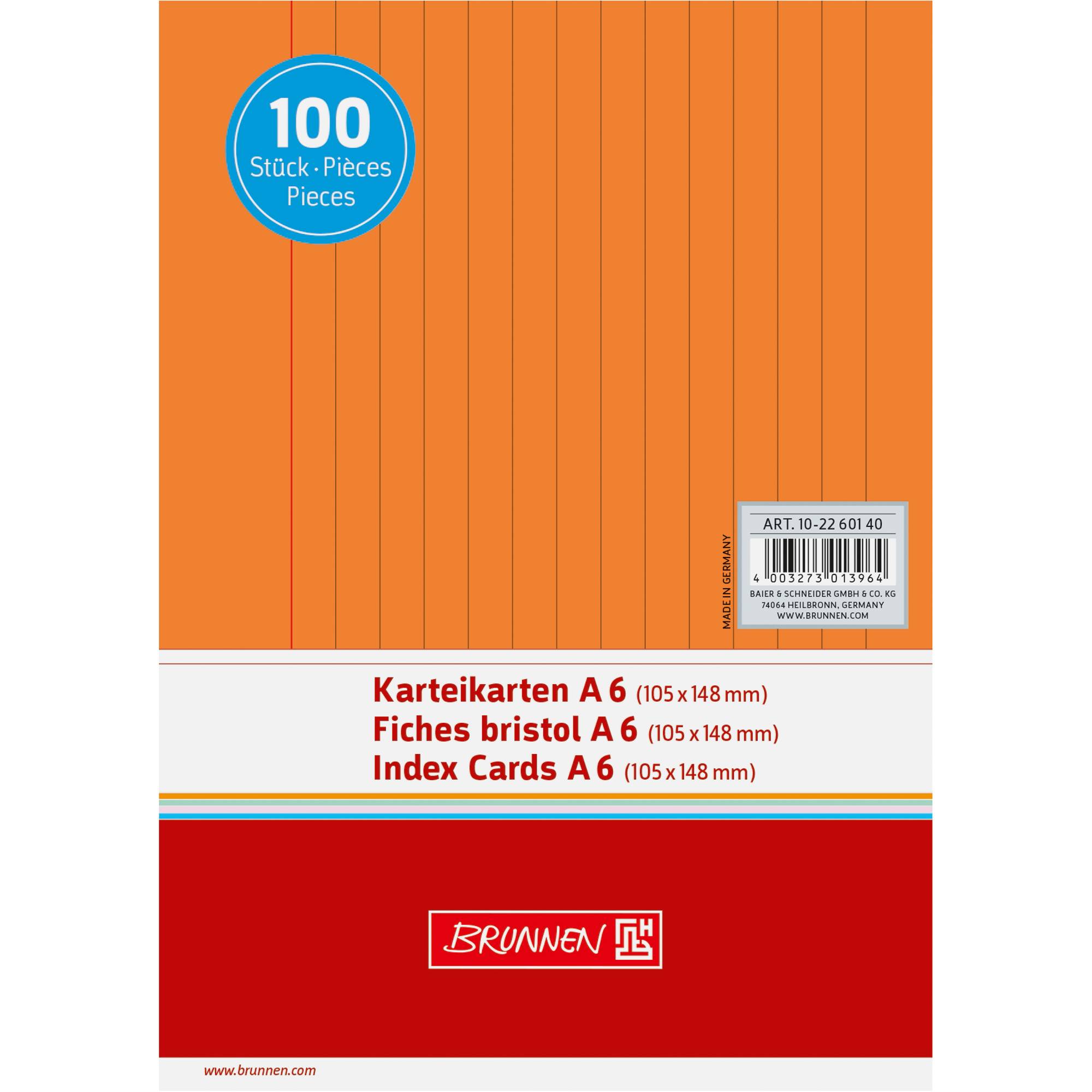 BRUNNEN Karteikarte 102260140 DIN A6 liniert or 100 St./Pack. - Artikel: 145000420-1