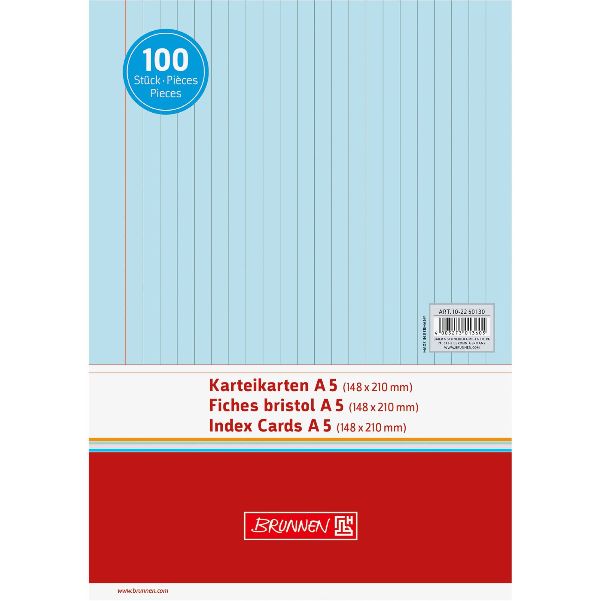 BRUNNEN Karteikarte 102250130 DIN A5 liniert bl 100 St./Pack. - Artikel: 145000350-1