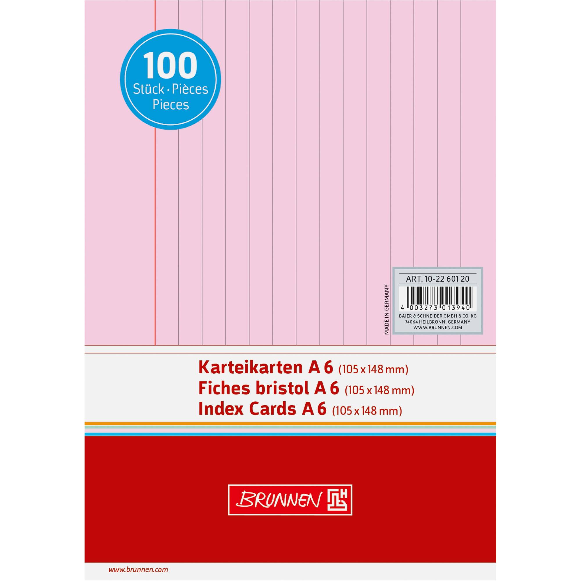 BRUNNEN Karteikarte 102260120 DIN A6 liniert rt 100 St./Pack. - Artikel: 145000430-1