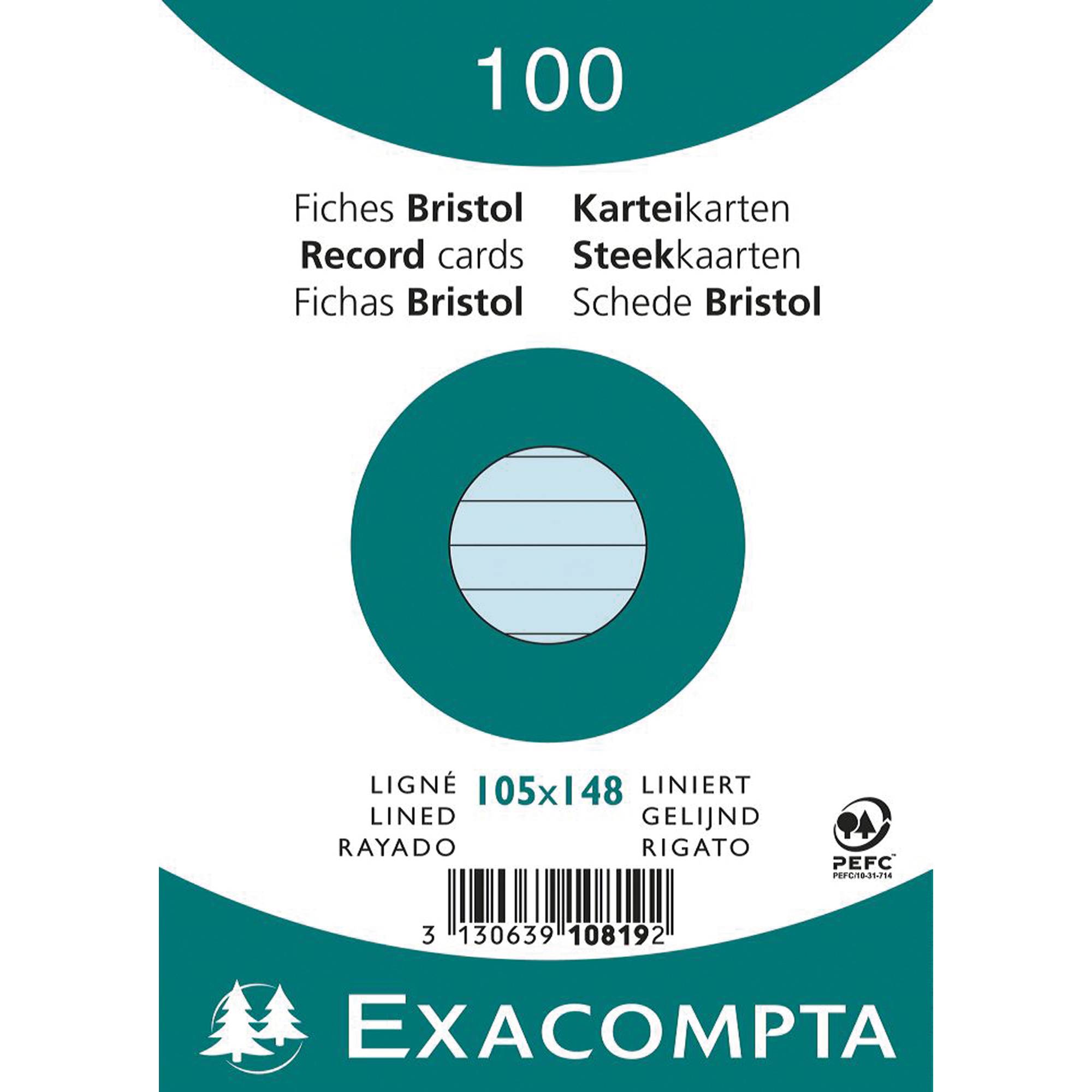 Exacompta Karteikarte 10819SE DIN A6 liniert blau 100 St./Pack.-1