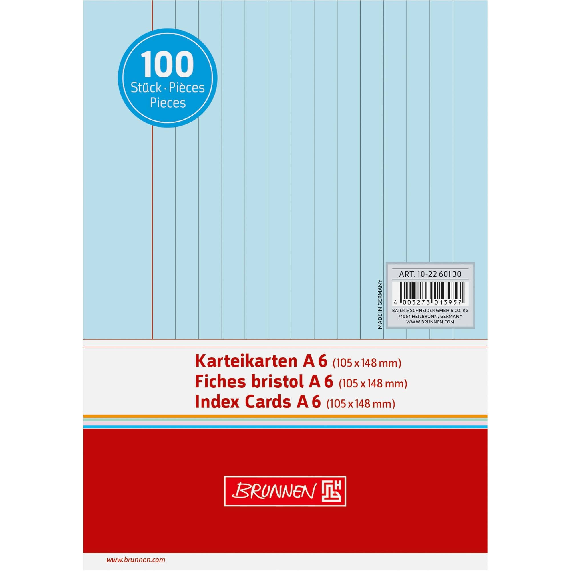 BRUNNEN Karteikarte 102260130 DIN A6 liniert bl 100 St./Pack. - Artikel: 145000450-1