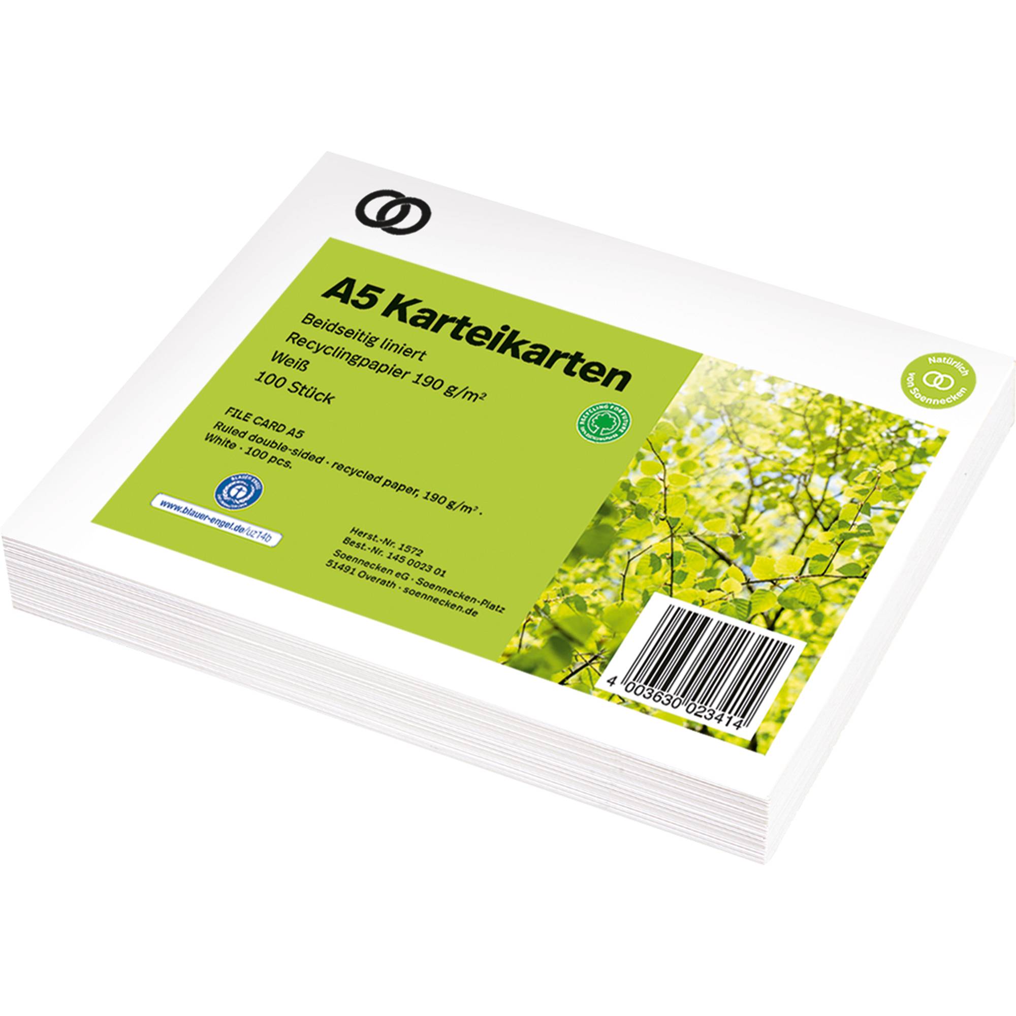 Karteikarte oeco RC A5 liniert 100 St./Pack.-2