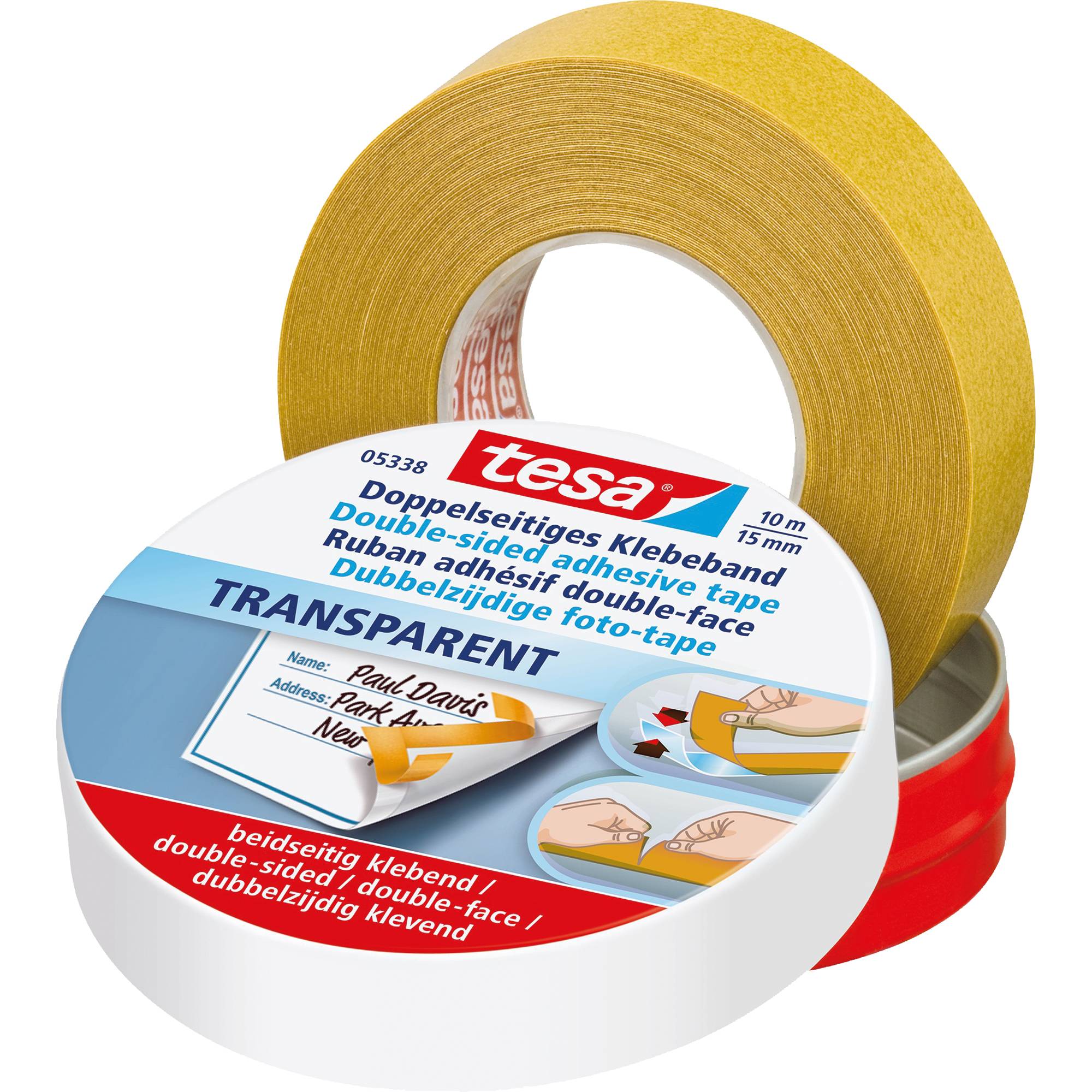 tesa Bastelband 05338-00000 15mm 10m beidseitig klebend Metalldose - Artikel: 164022100-0