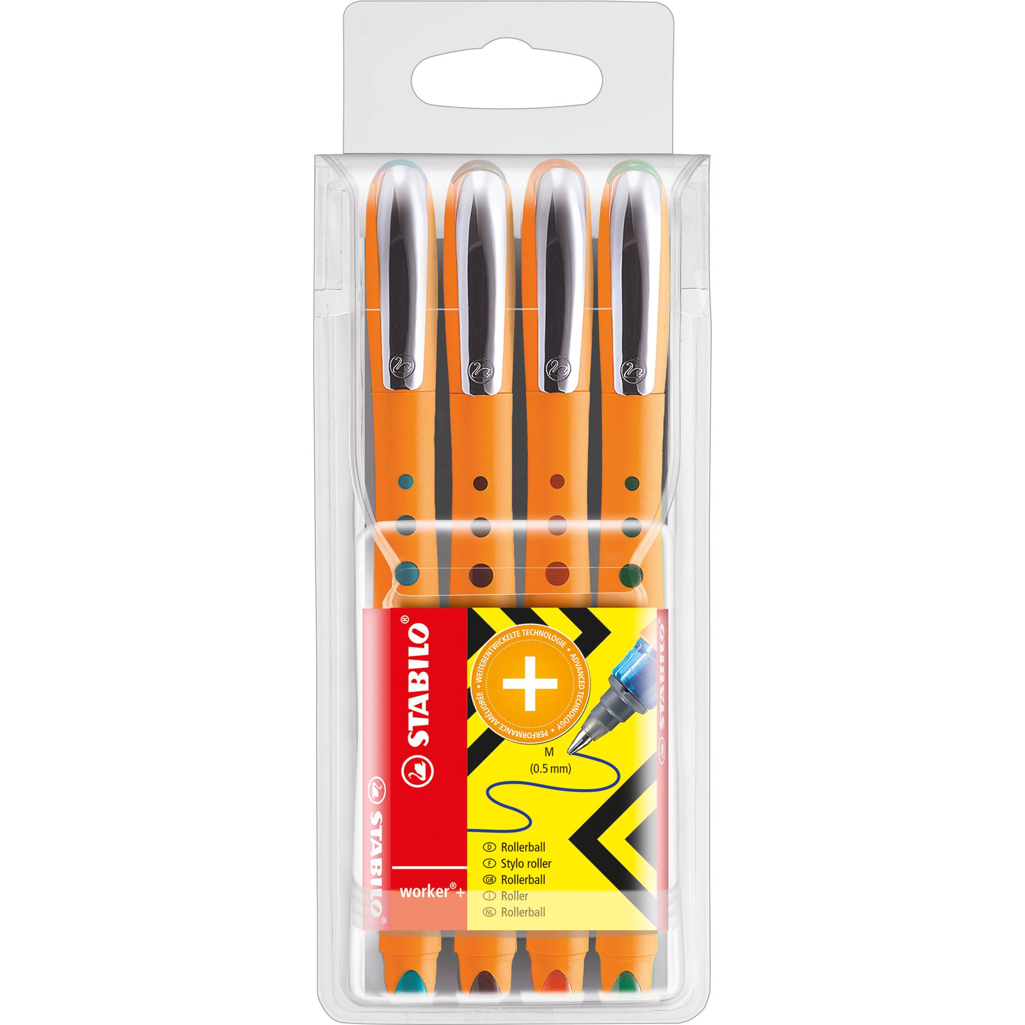 STABILO bionic worker Rollerball 4er Etui (grün rot blau schwarz) - Artikel: 303209399-1