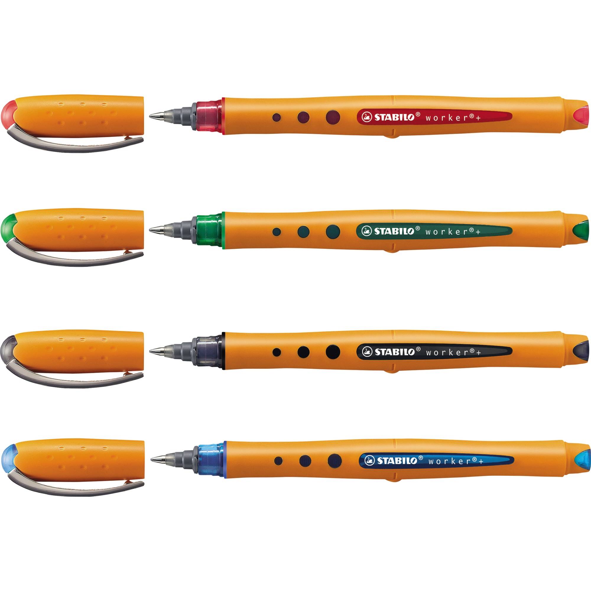 STABILO bionic worker Rollerball 4er Etui (grün rot blau schwarz) - Artikel: 303209399-2