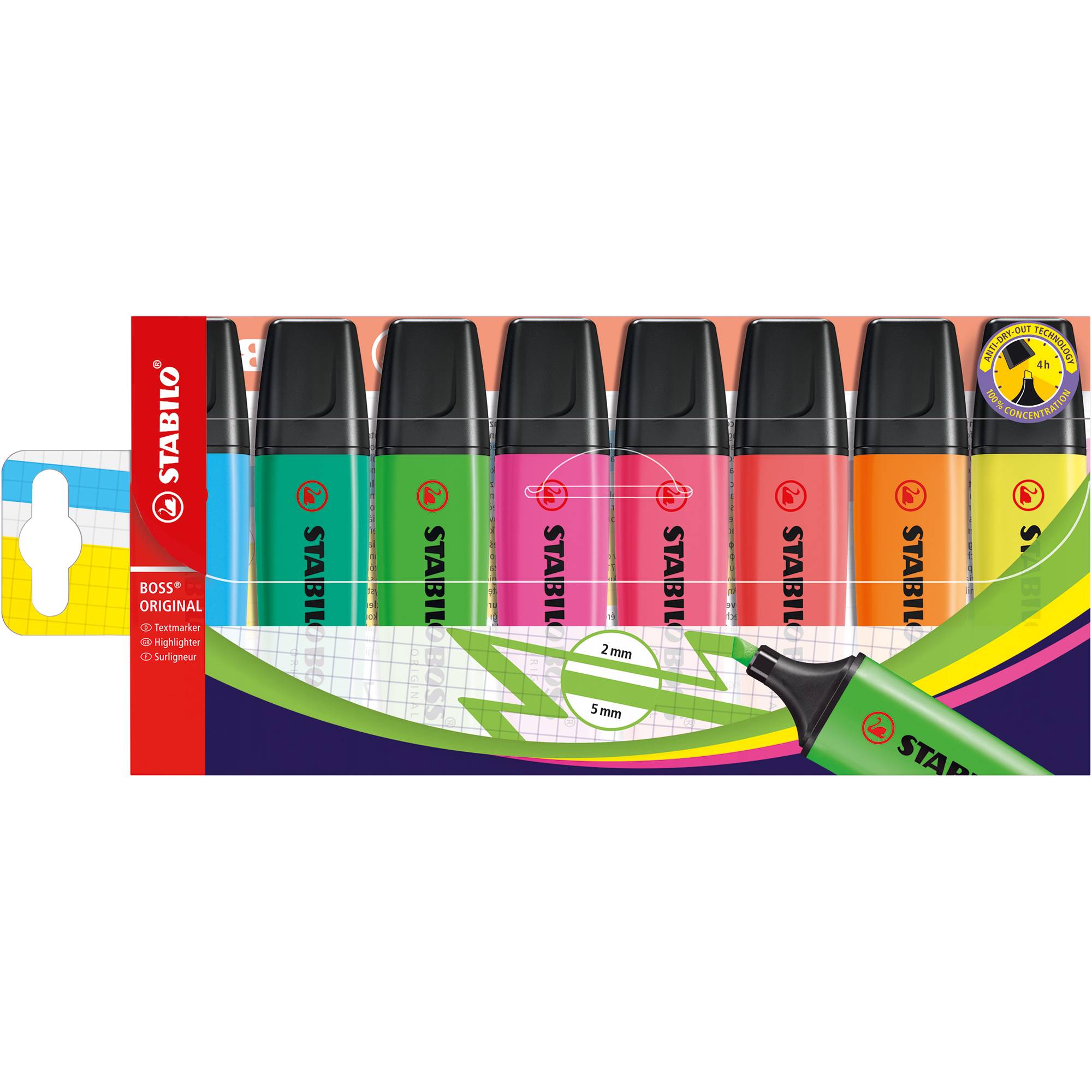 Textmarker BOSS 2-5mm farbig sortiert 8 St./Pack.-2