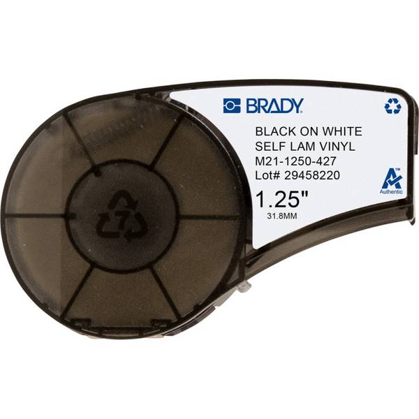selbstlaminierendes Endlos-Etikett aus Vinyl; 31,75 mm x 4,30 m; weiß/transparent; Brady M21-1250-427