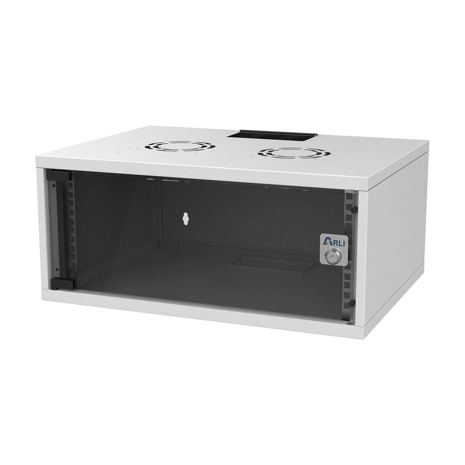 19 Zoll Netzwerkschrank 4HE Wandgehäuse Serverschrank abschließbar mit Glastür SOHO 4U