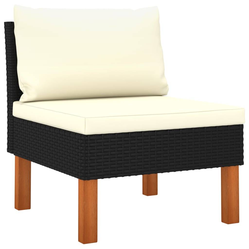 vidaXL Mittelsofas 2 Stk. Poly Rattan und Eukalyptus Massivholz-4