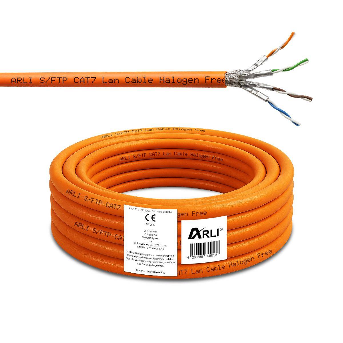 Cat7 Verlegekabel 25 m S/FTP LSZH Netzwerkkabel + Universal Abisoliermesser-4