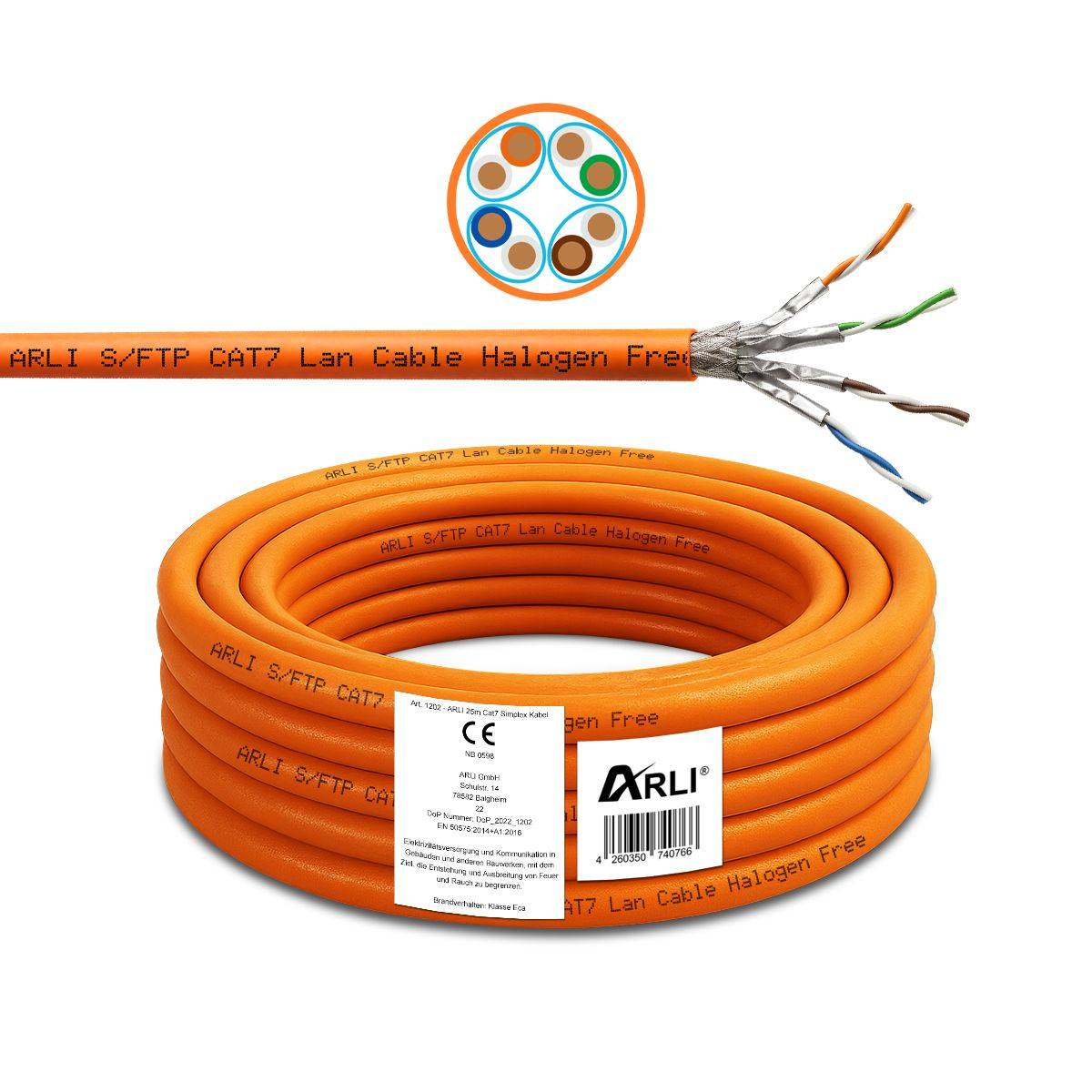 Cat7 Verlegekabel 25 m S/FTP LSZH Netzwerkkabel + Universal Abisoliermesser-1