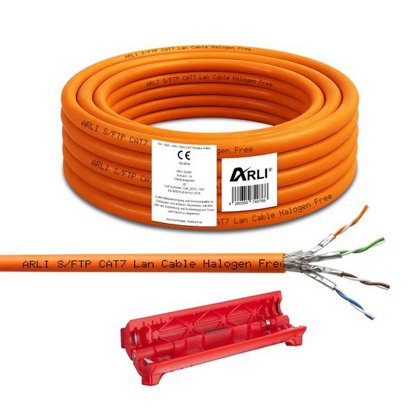 Cat7 Verlegekabel 25 m S/FTP LSZH Netzwerkkabel + Universal Abisoliermesser