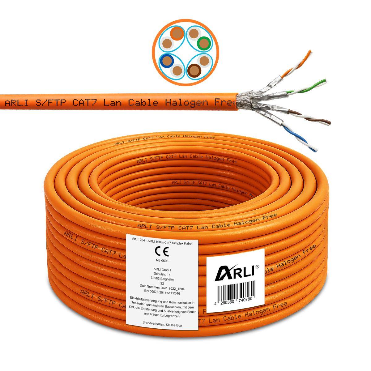 Cat7 100m Verlegekabel S/FTP PIMF Halogenfrei Netzwerkkabel-2