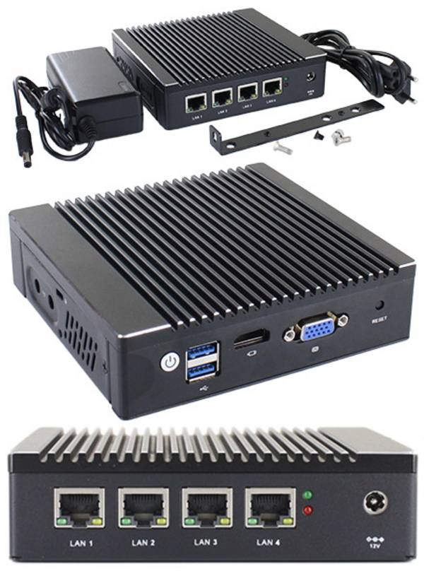 MPC-4LAN-N3700 MiniPC (Intel Pentium N3700, 4x Intel I225-V 2.5GbE LAN) [LÜFTERLOS]