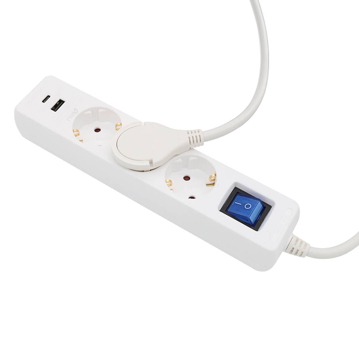 Steckdosenleiste 3 fach mit 2 USB Ladebuchsen Schalter 5 m Kabel weiss-1