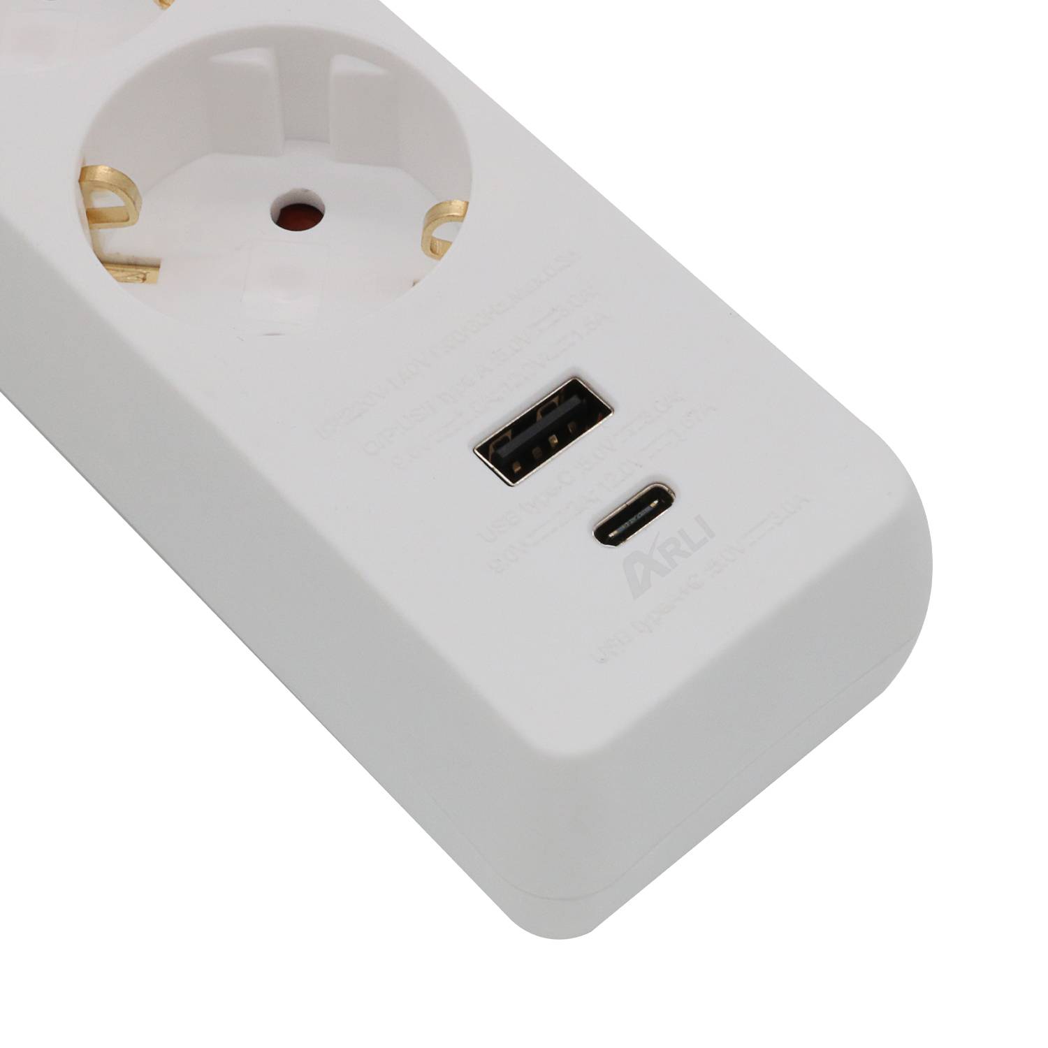 Steckdosenleiste 5 fach mit 2 USB Ladebuchsen Schalter 5 m Kabel weiss-1