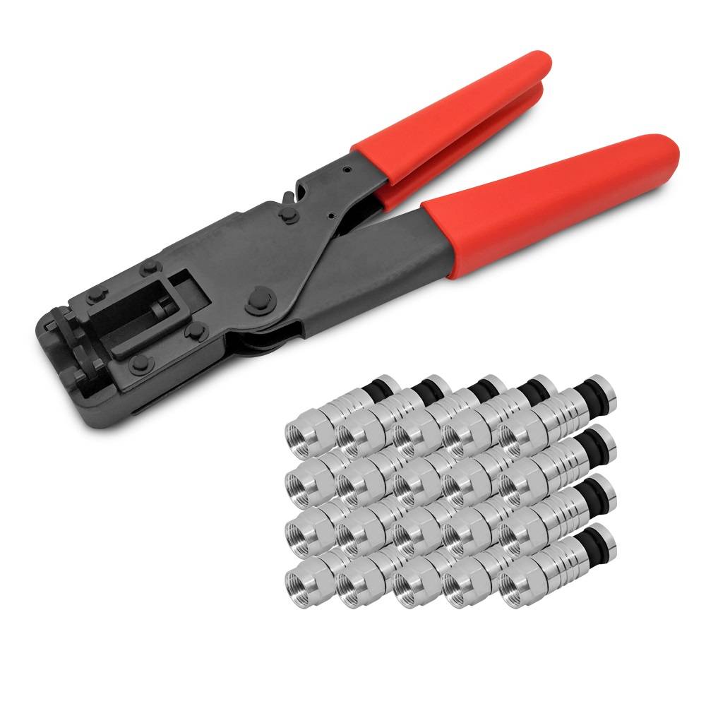 Kompressionszange + 20x F Kompressionsstecker-0