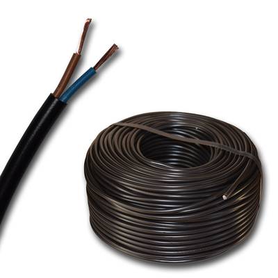 EBROM® - 10 Meter Kunststoff Schlauchleitung rund LED Kabel Leitung Gerätekabel H05VV-F-2x1,5 mm² (mm2) - Farbe: SCHWARZ