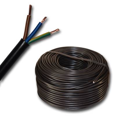 EBROM® - 25 Meter Kunststoff Schlauchleitung rund LED Kabel Leitung Gerätekabel H05VV-F-3x1,5 mm² (mm2) - Farbe: SCHWARZ