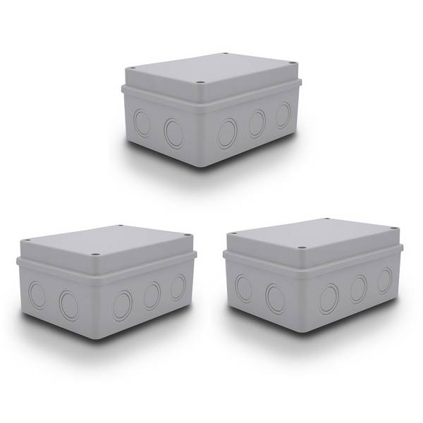 3x Abzweigdose 150x110x70 mm IP54 Feuchtraumdose Aufputz Elektro Verteilerdose ABS grau Innen Außen wetterfest