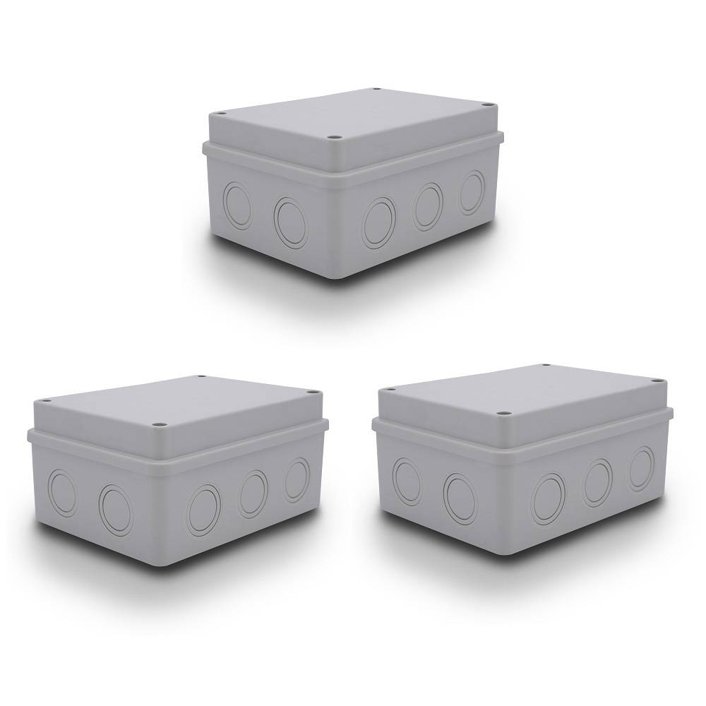 3x Abzweigdose 150x110x70 mm IP54 Feuchtraumdose Aufputz Elektro Verteilerdose ABS grau Innen Außen wetterfest-0