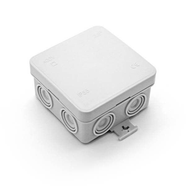 Abzweigdose 75x75x40 mm IP55 Feuchtraumdose Aufputz Verteilerdose wetterfest grau Außen Innen Elektro