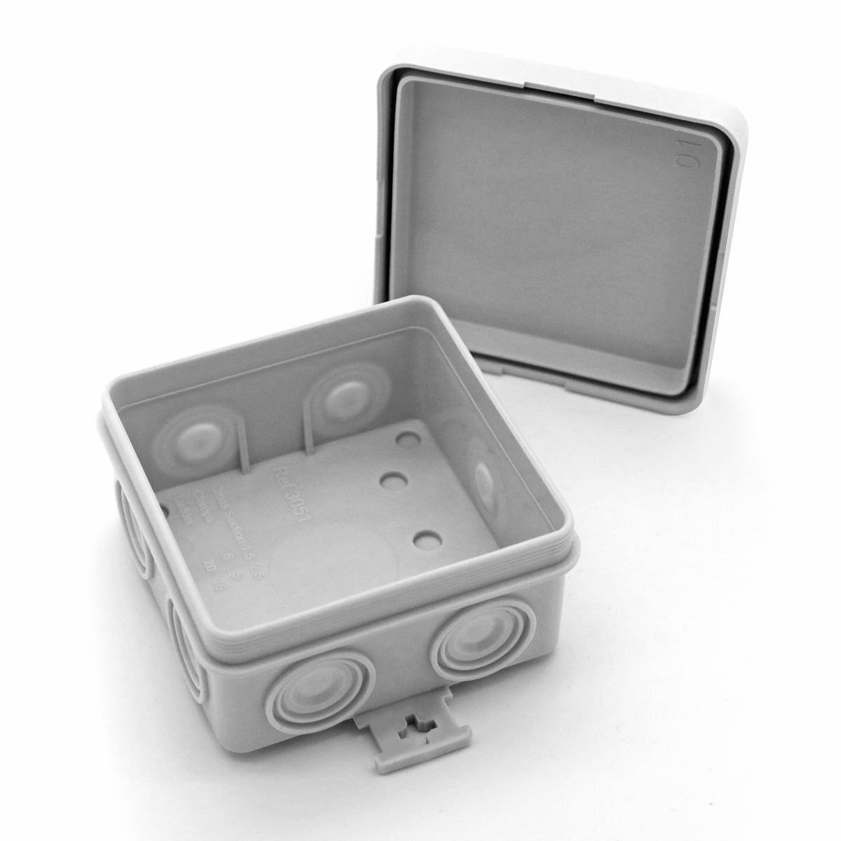Abzweigdose 75x75x40 mm IP55 Feuchtraumdose Aufputz Verteilerdose wetterfest grau Außen Innen Elektro-3