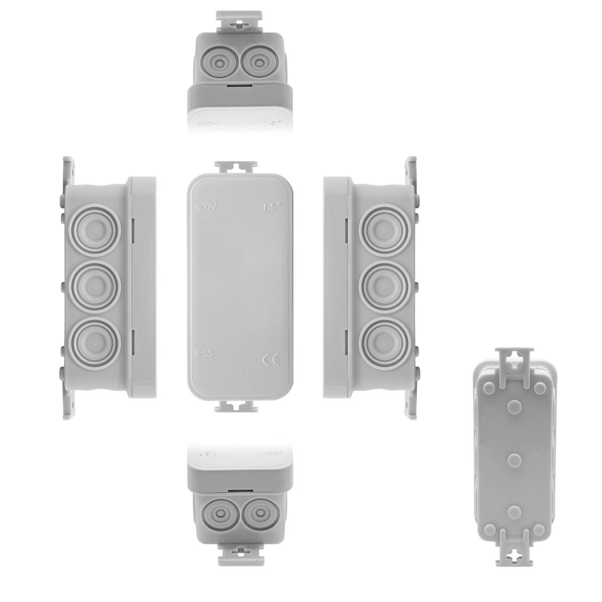 8x Abzweigdose 90x43x40 mm IP55 Aufputz Feuchtraumdose Installationsdose Verteilerdose wetterfest-2