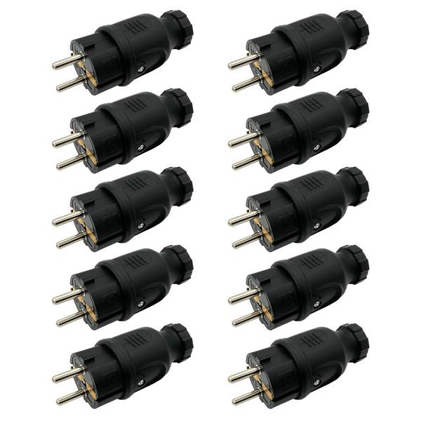 10x ARLI Schutzkontaktstecker IP44 spritzwassergeschützt Netzstecker