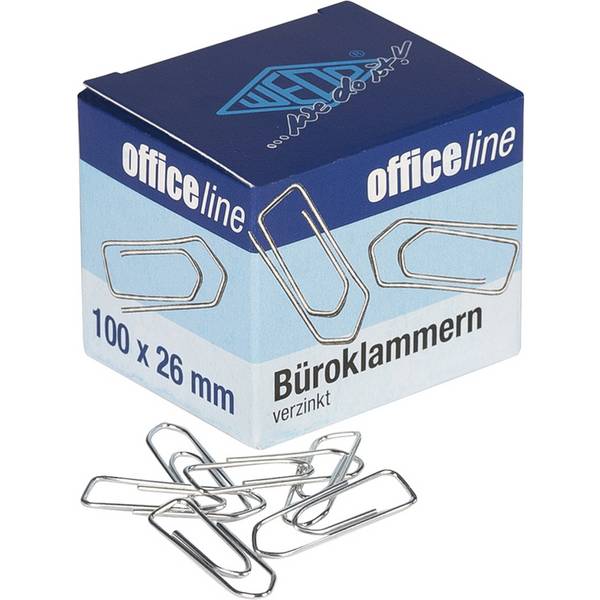 WEDO Büroklammern, glanzverzinkt, 26 mm, Kleinpackung