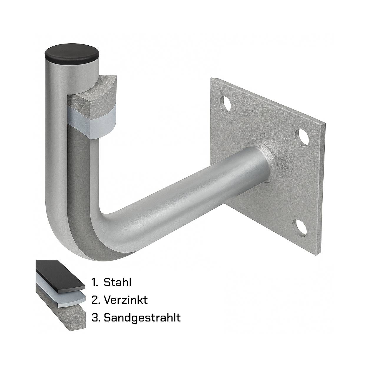 Sat Wandhalter Stahl 45cm + Schrauben- & Dübelset-1